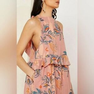 Free People Anita Ruffle Detail Printed Maxi Dress